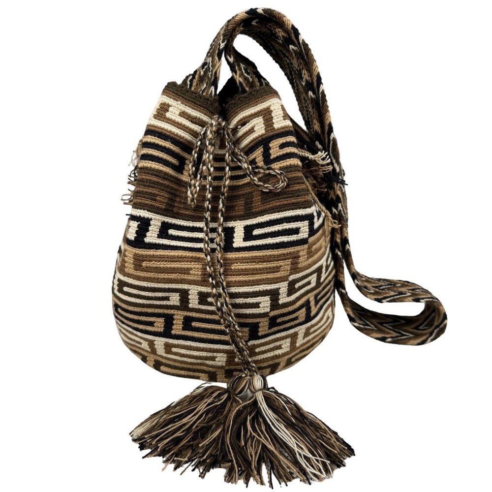 Wayuu Mochila Bag Handmade Woven Crossbody Boho Tribal Bucket Bag - Picture 2 of 7